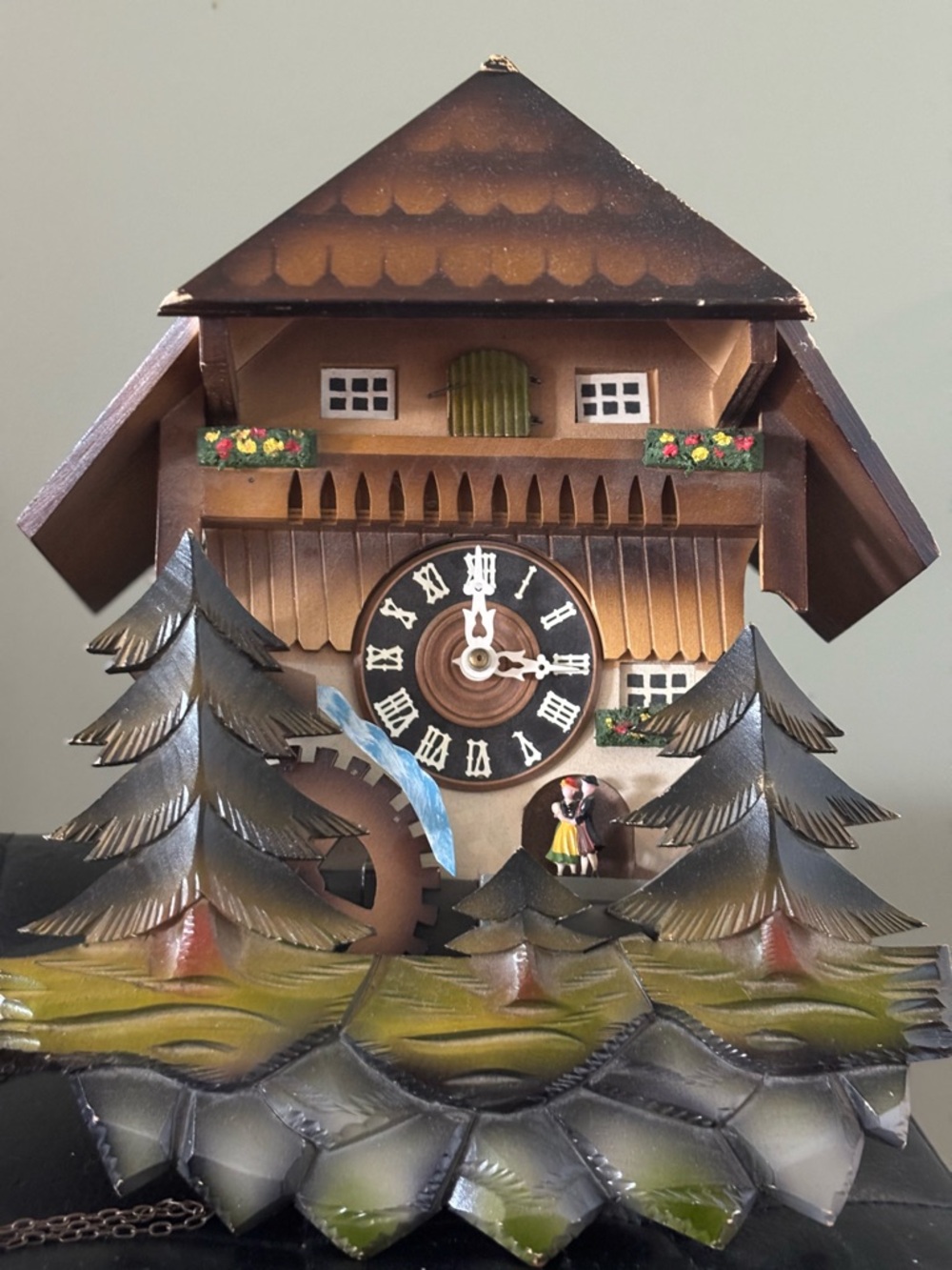 AS IS Vintage Handcrafted Wooden Chalet German Cuckoo Clock